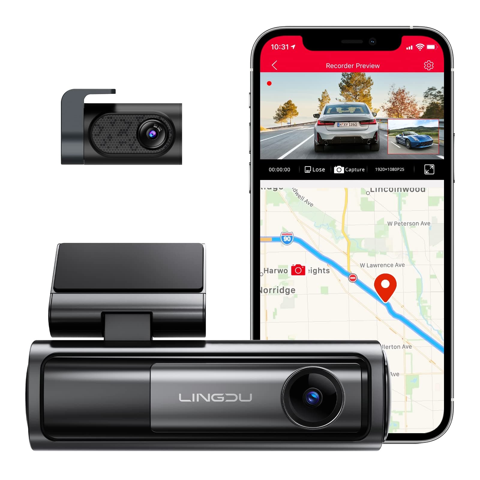 Dash Cam Front and Rear 5K/ 4K+2K with Voice Control, 5G WiFi, GPS Car Camera Parking Mode, Wide Angle, Night Vision, Loop Recording, G-sensor, Super Capacitor (LD06（4K+2K）)