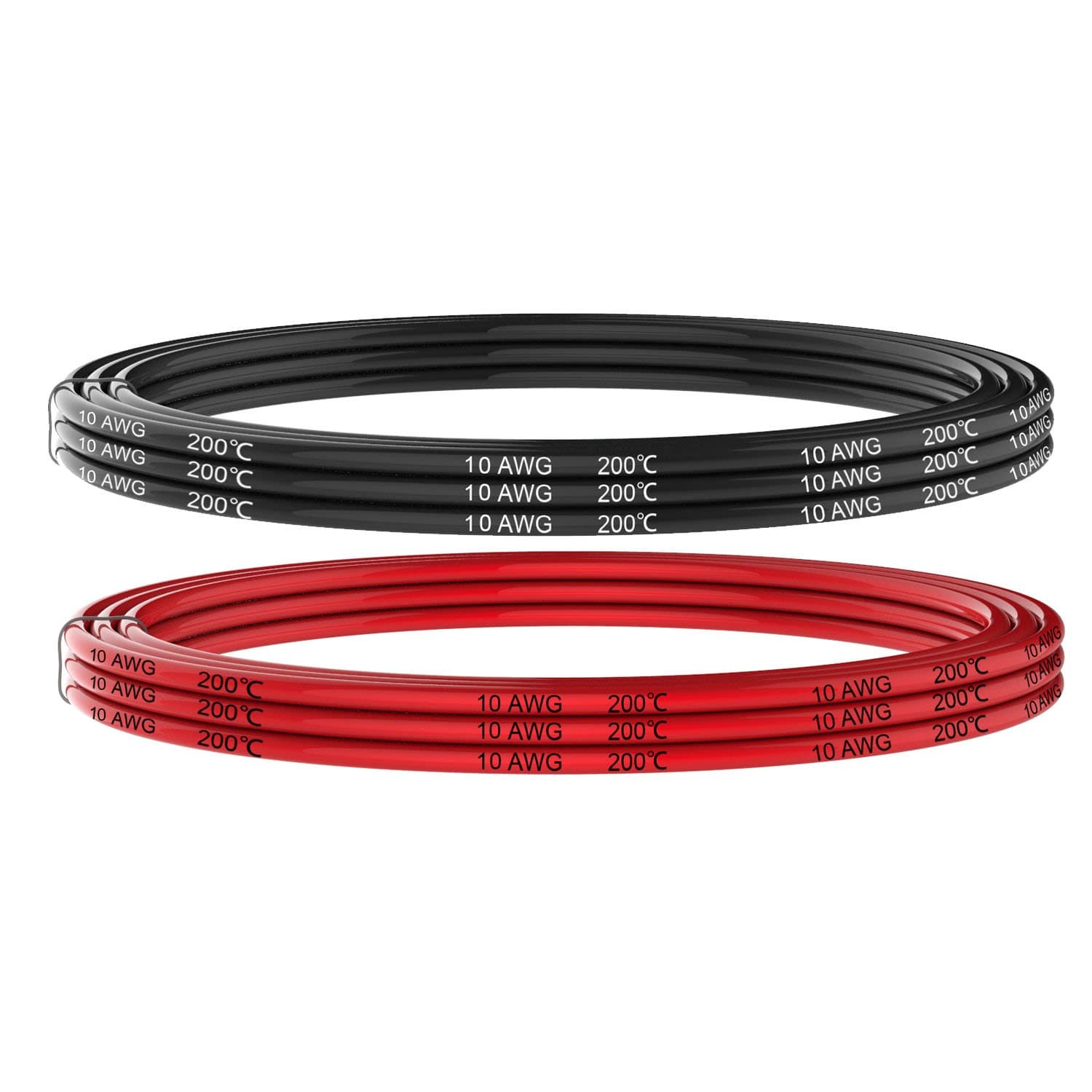 Electrical Wire 10 AWG 10 Gauge Silicone Wire Hook Up Wire Cables 20 Feet [10 ft Black and 10 ft Red] Soft and Flexible 1050 Strands 0.08 mm of Tinned Copper Wire High Temperature Resistance