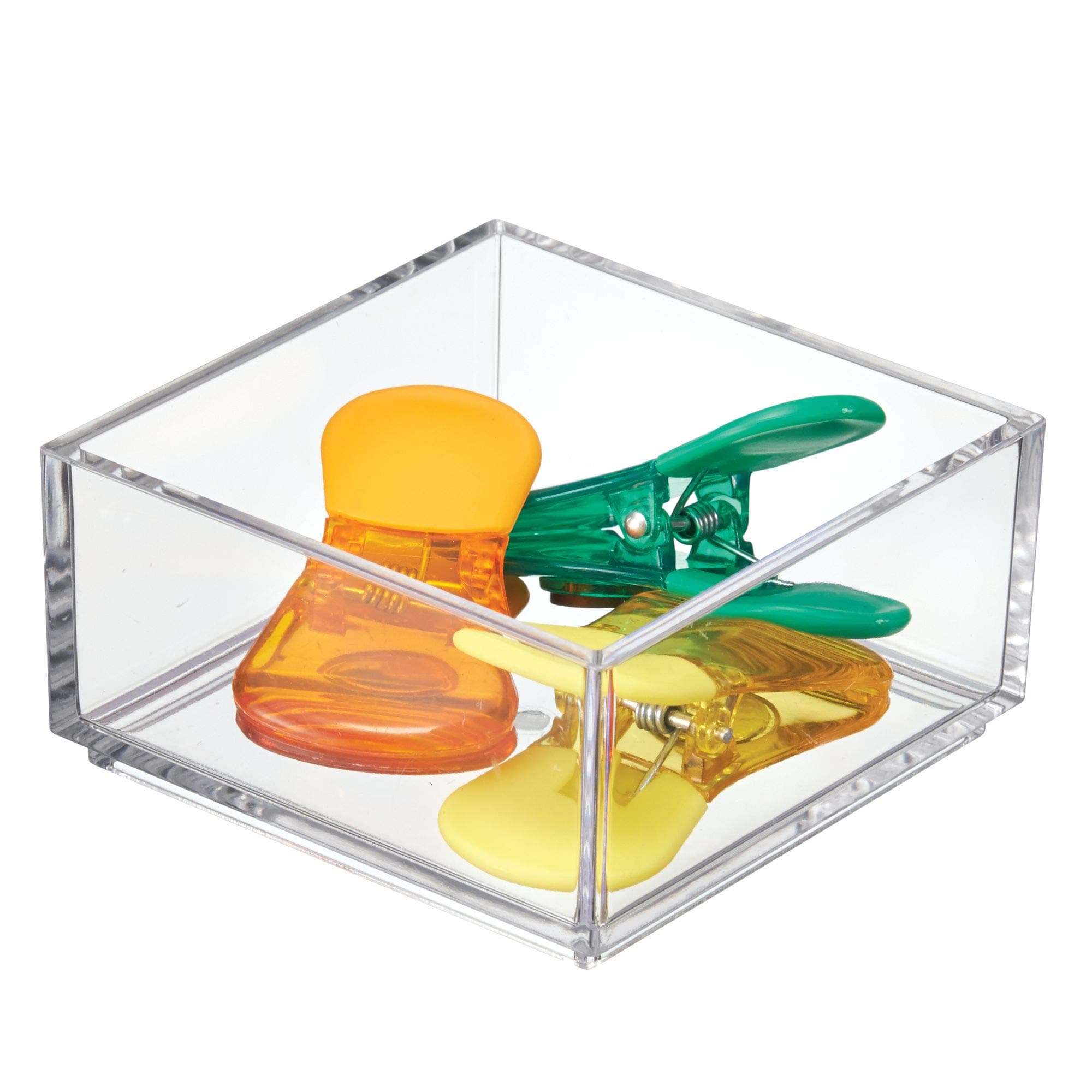iDesign Clarity Plastic Drawer Organizer, Storage Container for Kitchen Gadgets, Corks, Sticky-Notes, Clips in Pantry, Cabinets, Countertops, 4" x 2" - Clear