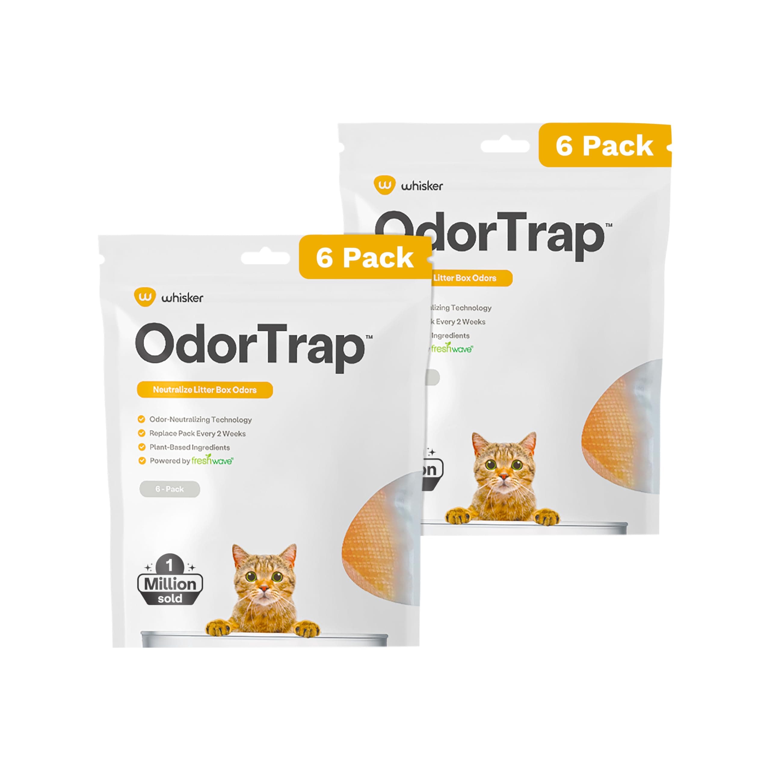 OdorTrap Pack Refills by Whisker, 12 Pack Refill for OdorTrap Pod (Pod Not Included), Eliminates Litter Box Odors, Compatible with Litter-Robot & Traditional Litter Boxes, 8.96 Fl Oz