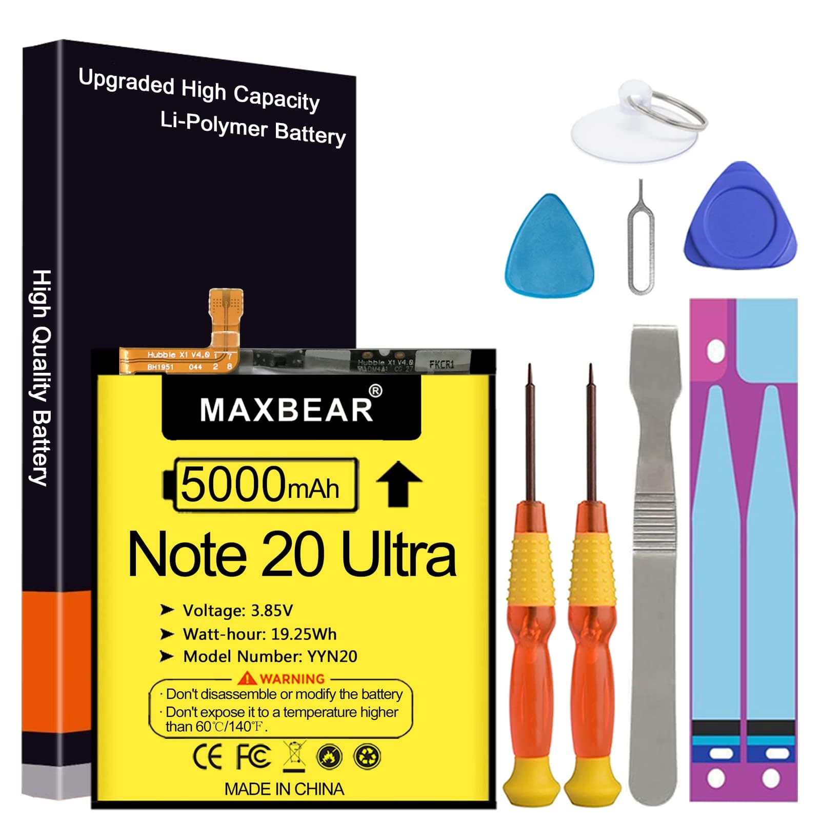 MAXBEAR Galaxy Note 20 Ultra Battery, (Upgraded) 5000mAh 3.85V Li-Polymer Replacement Battery for Samsung Galaxy Note 20 Ultra 5G SM-N986 N985 N986U with Repair Tool Kit