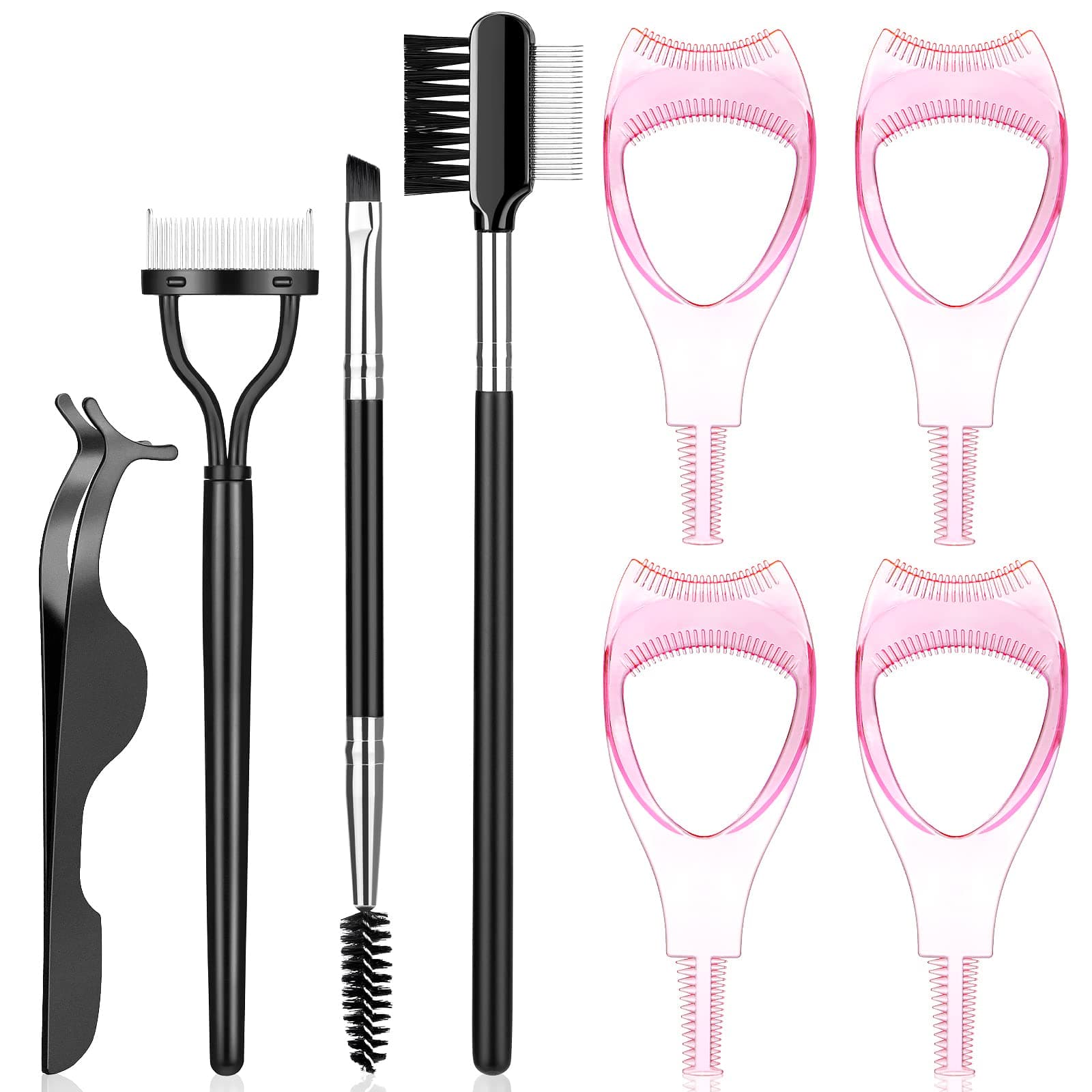 Eyelash Mascara Guard Eyelash Comb Eyebrow Brush Mascara Shield Applicator Guard Eyelash Separator Tool Eyelash Tweezers Eye Makeup Tools for Women Girls 8 Pieces