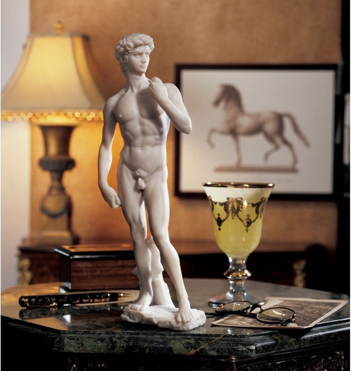 Top Collection 12" Small David Statue by Michelangelo in White Marble Finish