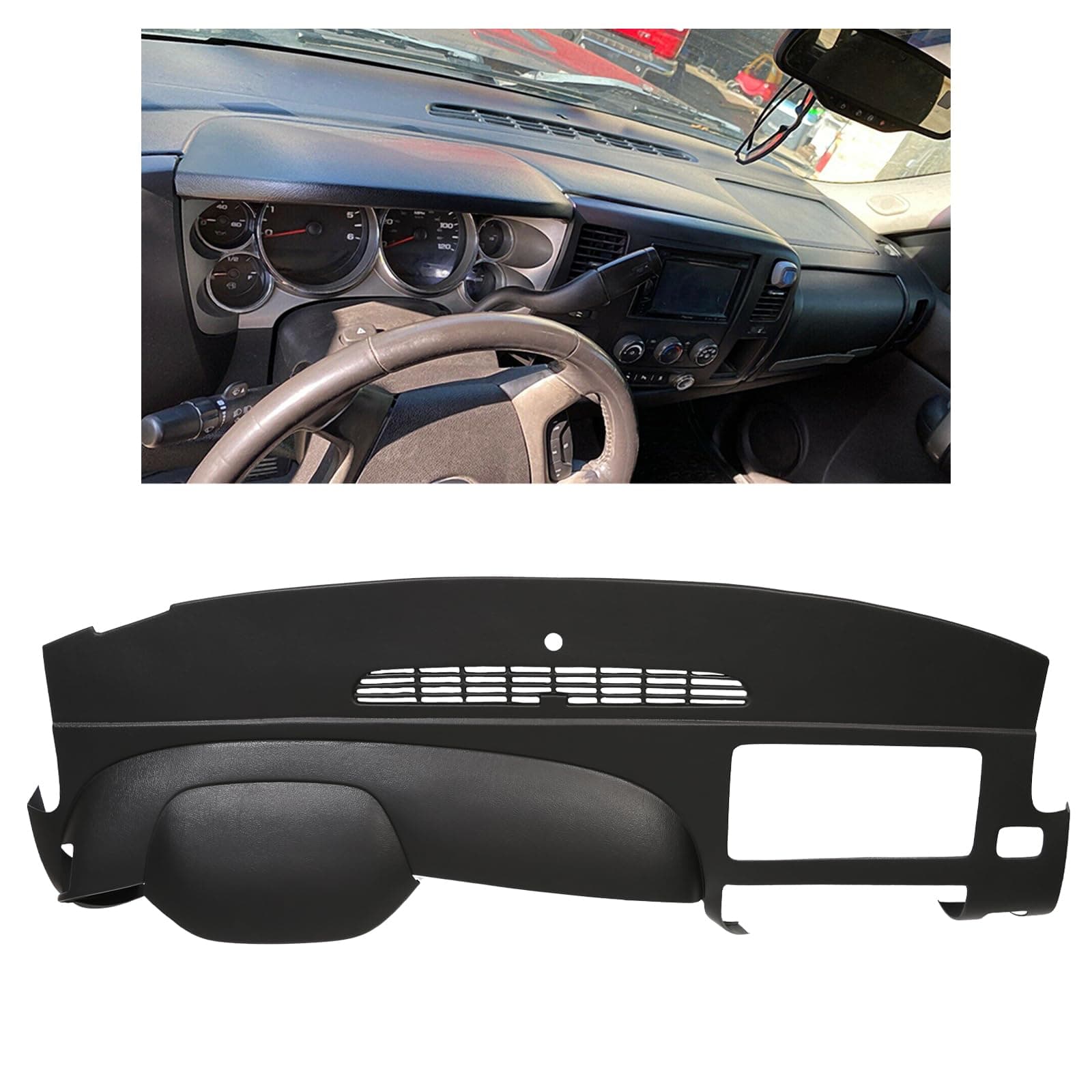 Kojem Black Dash Board Cover Compatible with 2007-2013 Chevy Chevrolet Silverado LS LT WT Base GMC Sierra SL SLE WT Base Dashboard Panel Cover Glovebox Dashboards ABS Plastic