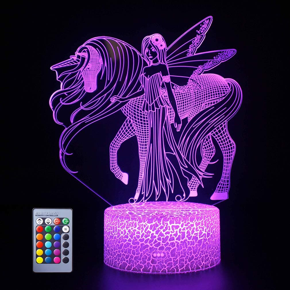 unicorn lamp light Sprite Night Lights 3D LED Optical Illusion Light Lamps Remote Controlled with 16 Colors Alternate Birthday Christmas Party Gifts for unicorn lamps for girls bedroom(Unicorn-9)