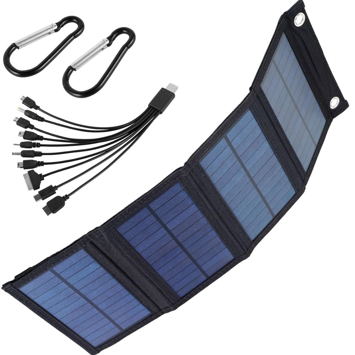 HANPENGFEILTD 100W Solar Panel Folding Charger IP65 Waterproof USB Solar Power Charger with 2 Hooks and 1 Adapter Lightweight Outdoor Power Bank Phone Charger for Outdoor Activities
