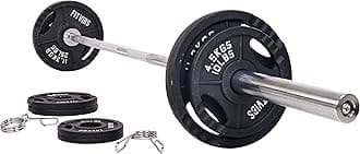 Olympic Cast Iron Plate for Strength Training and Weightlifting, Pairs, Sets or Set with Barbell, Multiple Sizes