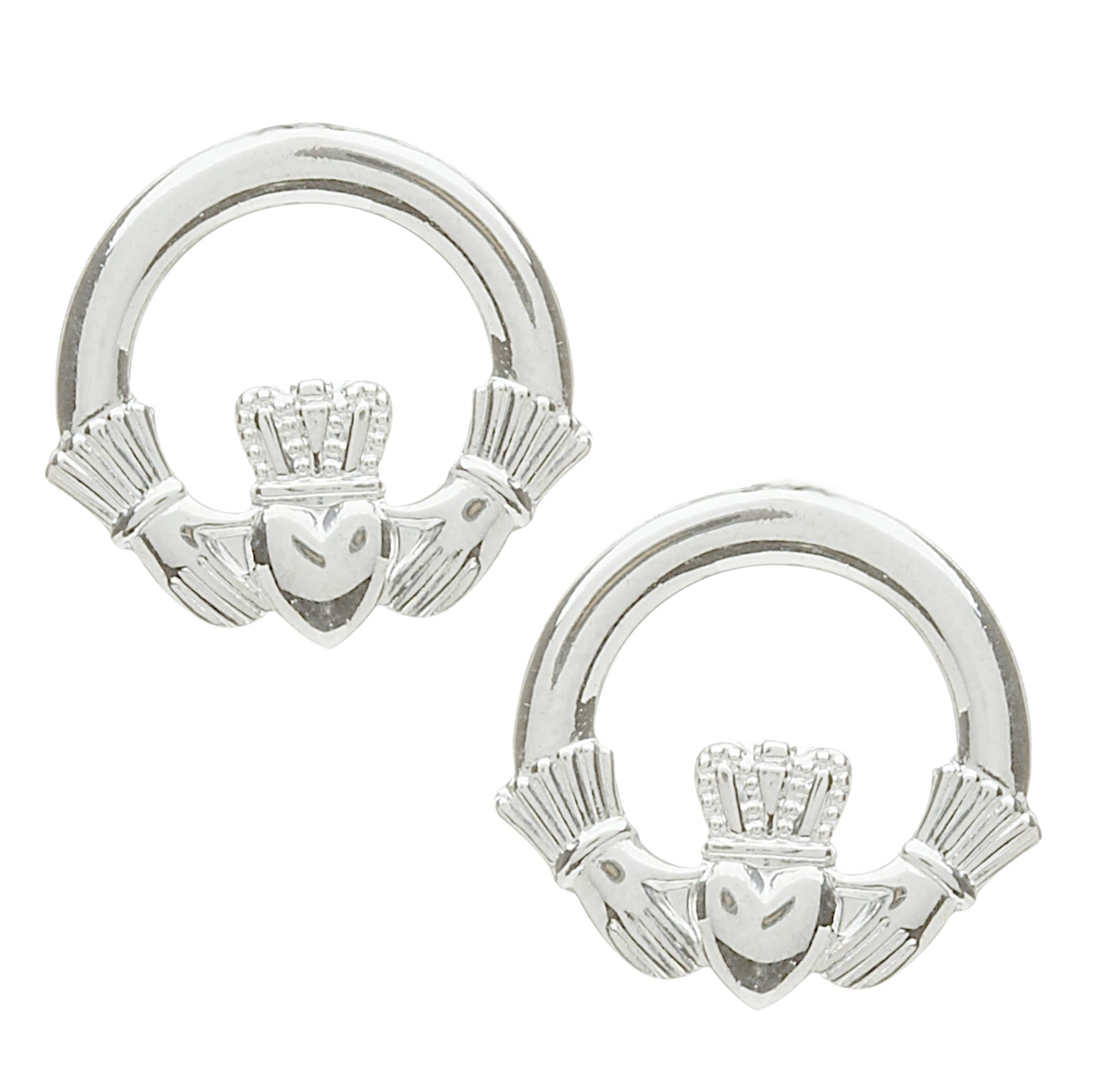 Silver Celtic Irish Claddagh Stud Earrings. Celtic Jewellery
