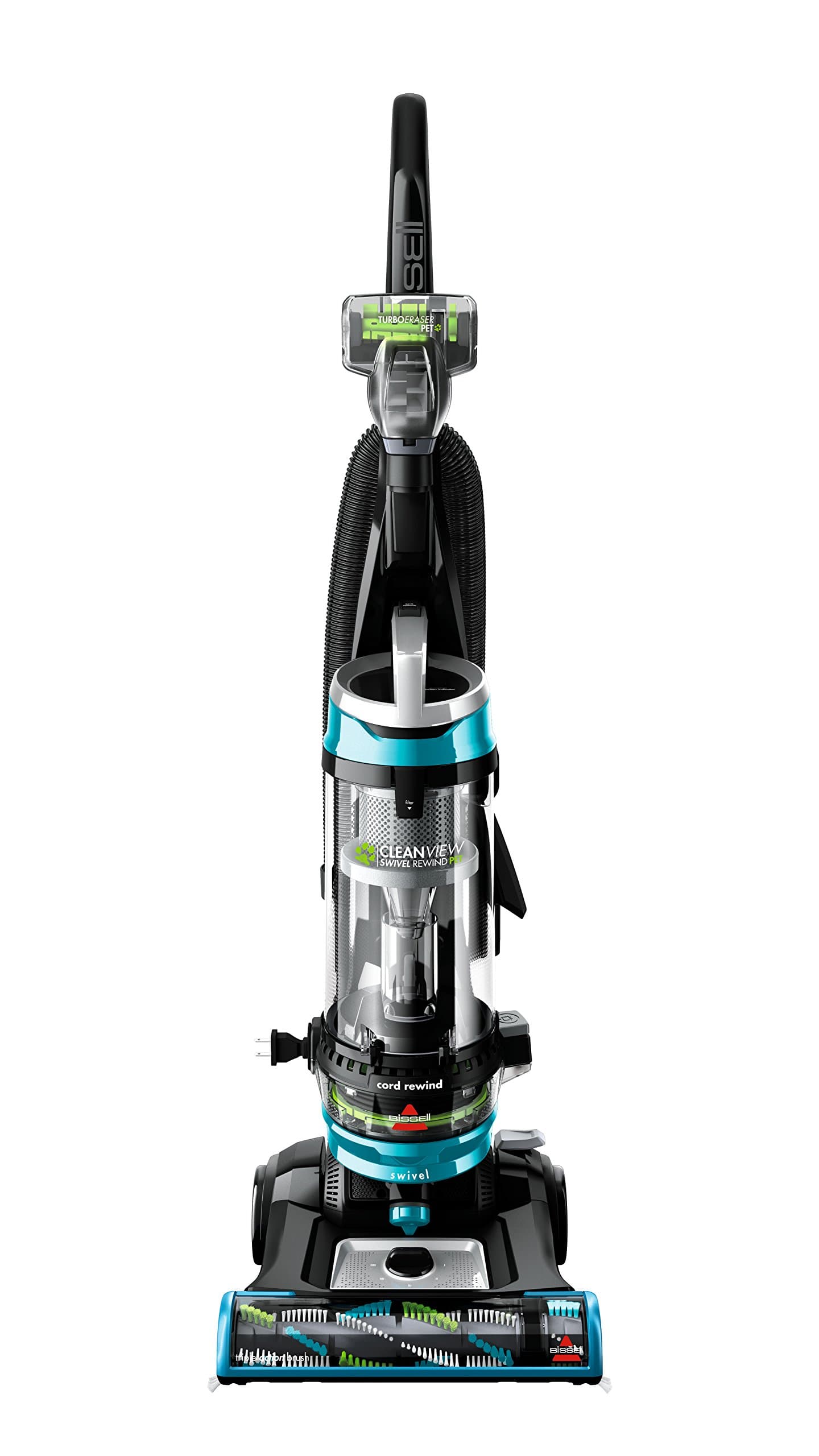 - 2254 CleanView Swivel Rewind Pet Upright Bagless Vacuum, Automatic Cord Rewind, Swivel Steering, Powerful Pet Hair Pickup, Specialized Pet Tools, Large Capacity Dirt Tank, Teal