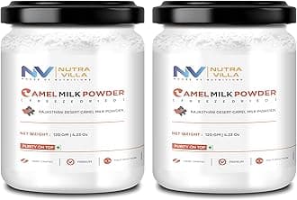 Nutravilla Camel Milk Powder | Whole Freeze Dried Camel Powder Possesses Potential Benefits In Brain Health, Liver And Kidney Function, Cancer, And Allergy Management | 2 Jars Of 120 Grams Each