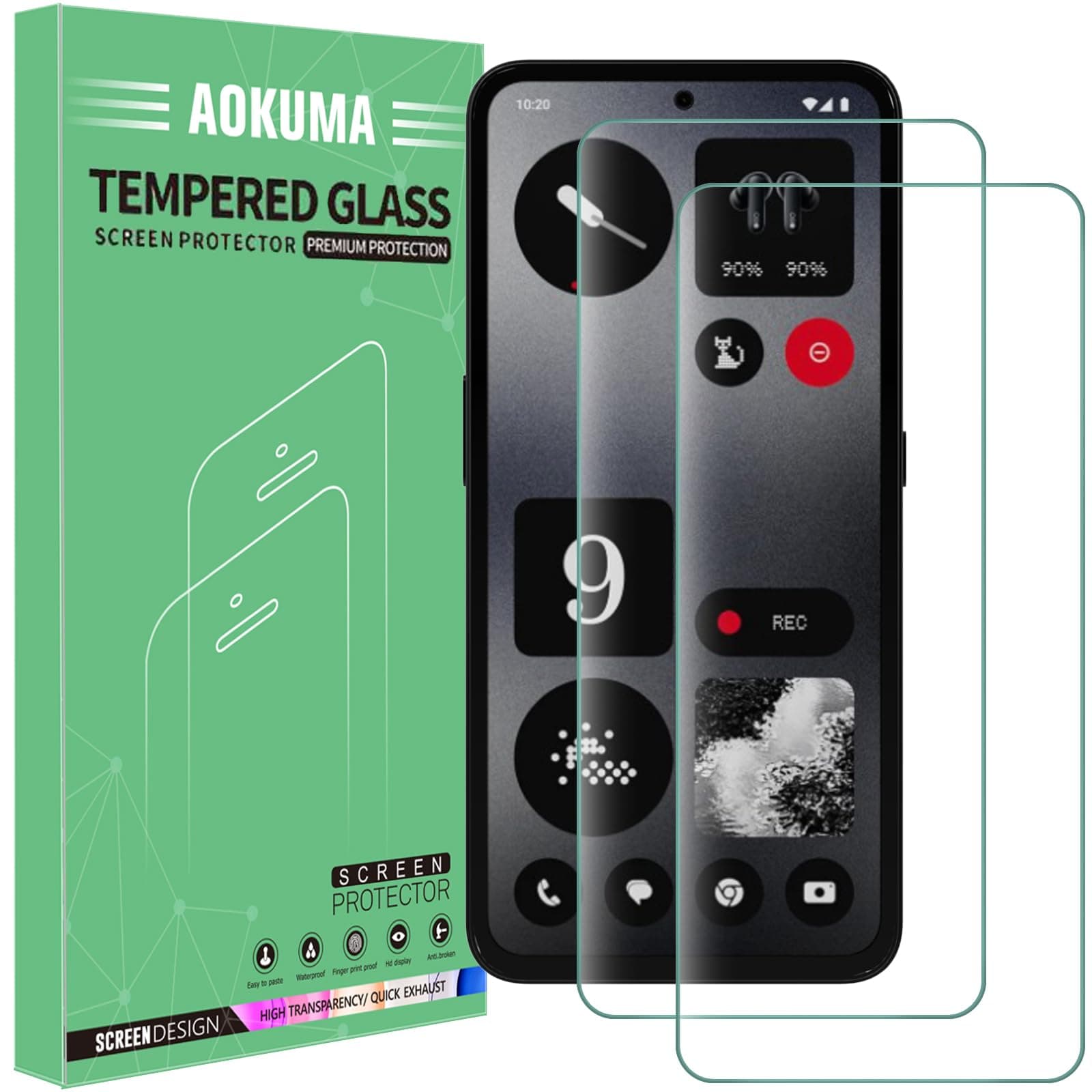 AOKUMA Tempered Glass for Nothing CMF Phone 1 Screen Protector, [2 Pack] Premium Quality Guard Film, Case Friendly, Shatterproof, Shockproof, Scratchproof, Oilproof