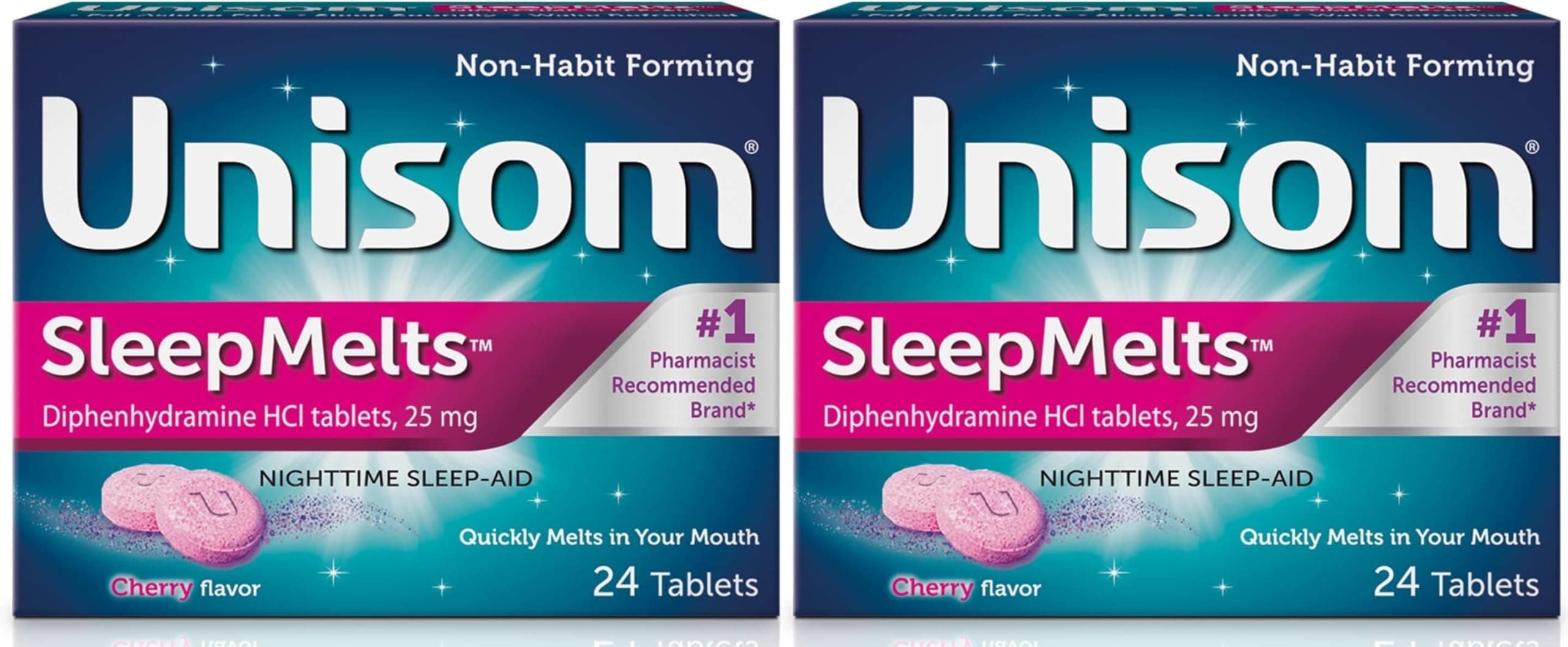Unisom Quick Sleepmelts Night Time Sleep Aid, Cherry,24 Count (Pack of 2)