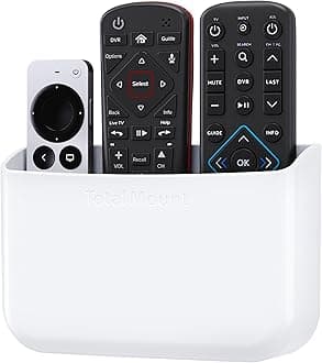 Hole-Free Remote Holder – Eliminates Need to Drill Holes in Your Wall (Premium White Holder for 2 or 3 Remotes)