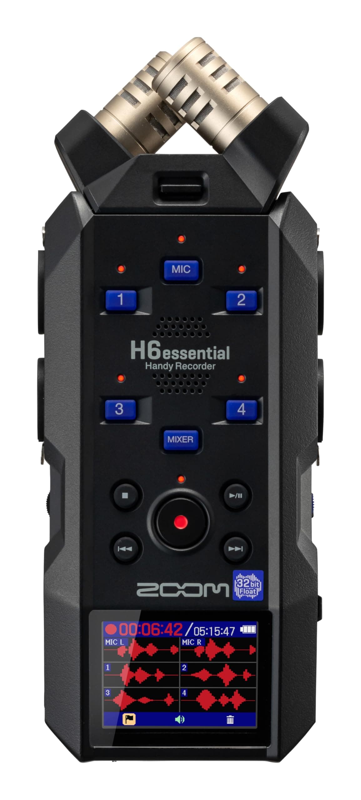 H6essential Handy Recorder – Portable 32-Bit Float Audio Recorder with 6-Track Recording – Ideal for Podcasts, Music, Film Sound – Black