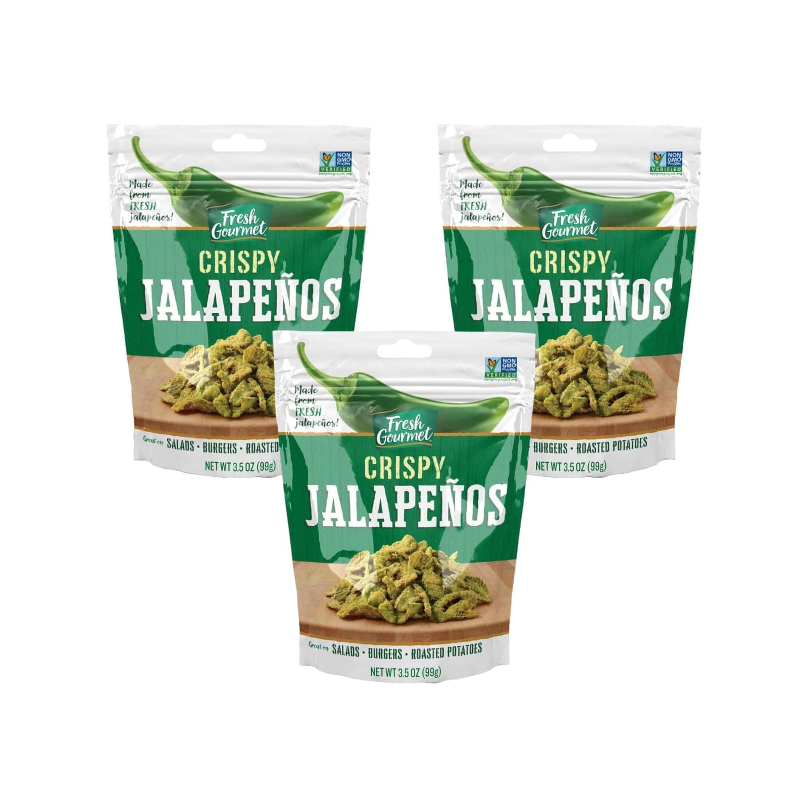 Fresh Gourmet Crispy Jalapenos, Lightly Salted, 3.5-Ounce (Pack of 3) by Fresh Gourmet