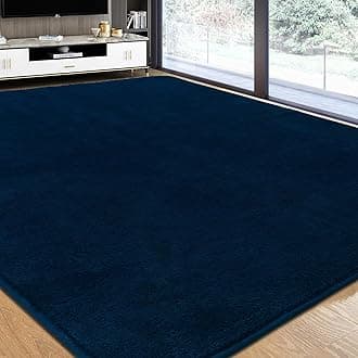 Rugs Living Room Large 200x300 cm Super Soft and Fluffy Rugs for Bedroom, Modern Plain Fluffy Large Area Rugs Machine Washable Anti-Slip Carpet, Navy Blue Rug