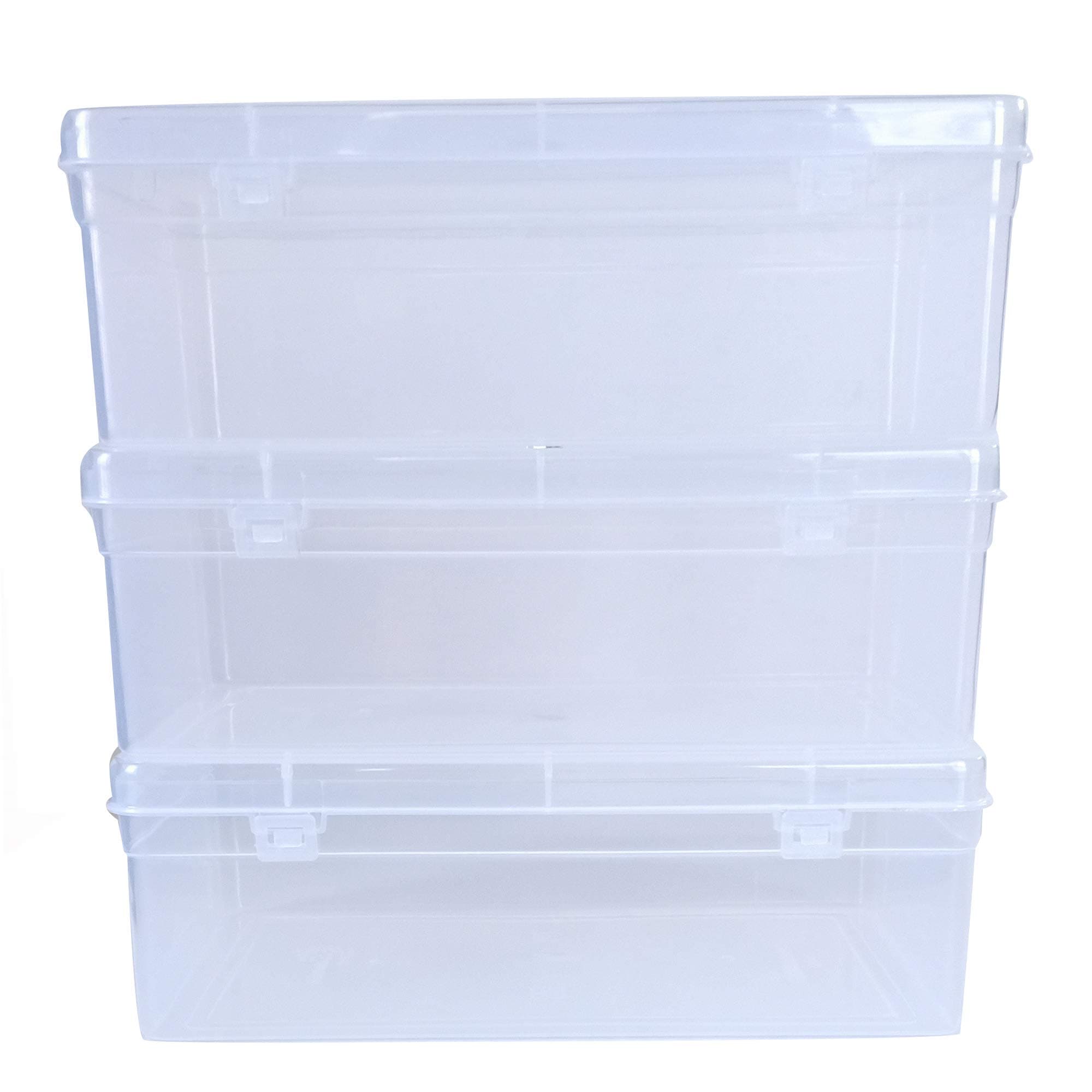 Feliz Sunrise Clear Plastic Medium Storage Boxes Size 9.25 x 6 x 3.25 inches (Set of 3)