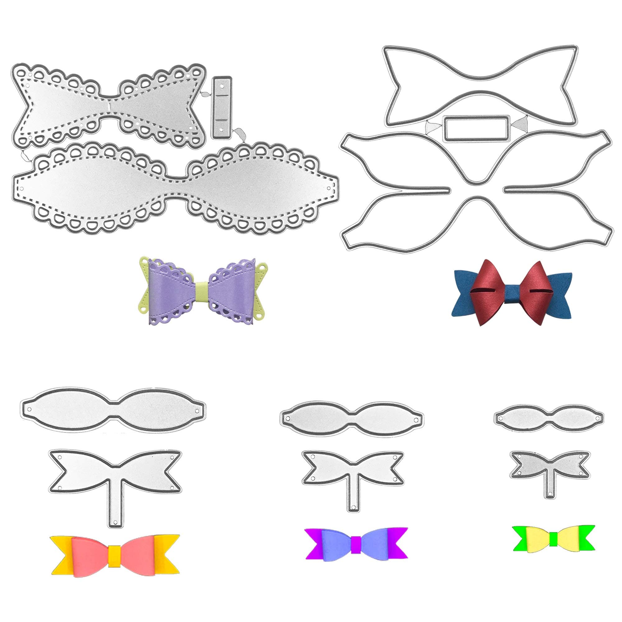 Metal Bow Die Cuts Bow Cutting Dies Nesting Die Embossing Stencils Template Mould for Card Scrapbooking and DIY Crafts 5 Set