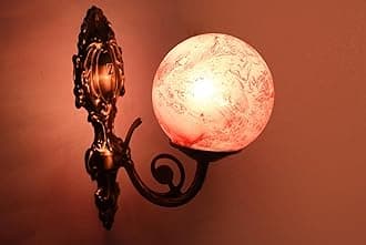 Traditional Indoor Wall Light Brown Color Globe Shape E27 Holder Upto 100-Watts Made in India (Bulb Not Included) Pack of 1(Matel) (Color Pink, 1)