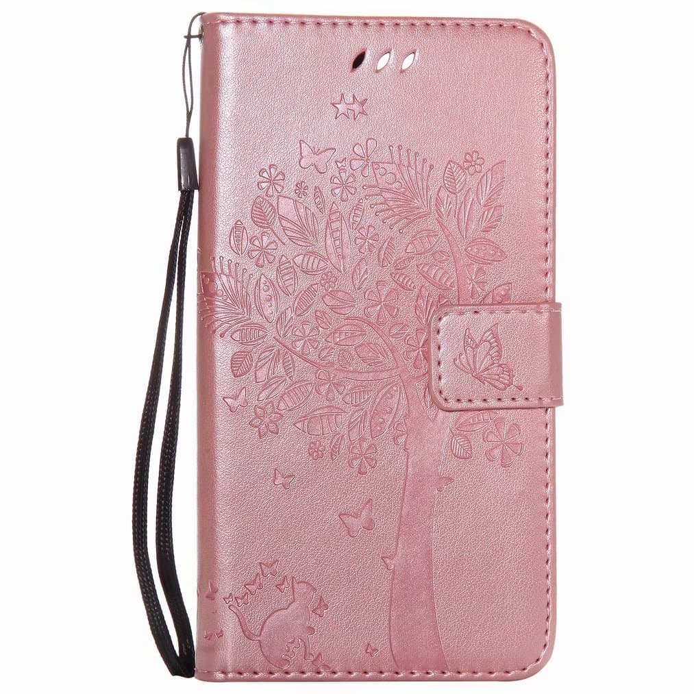 Yiizy Case Cover for LG Stylo 3 Plus Case, Tree Printing Design Premium Leather Flip Cover Wallet Bumper Slim Lightweight Protective Shell Pouch with Media Kickstand Card Slots (Rose Gold)