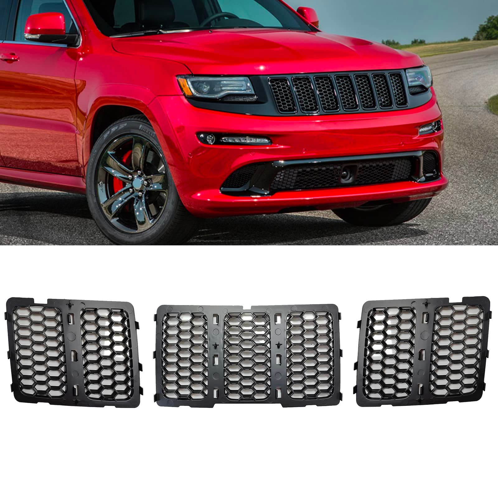 Front Grille Inserts Mesh Honeycomb Compatible with Jeep Grand Cherokee 2014 2015 2016