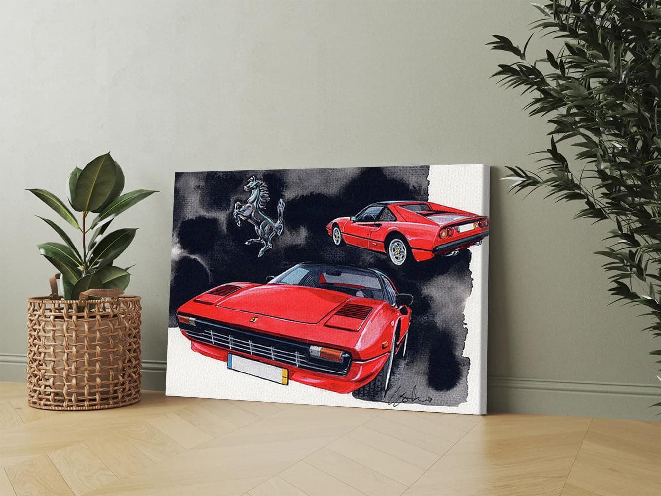 GADGETS WRAP Canvas Gallery Wrap Framed for Home Office Studio Living Room Decoration (17x11inch) - Ferrari 308 Gtsi
