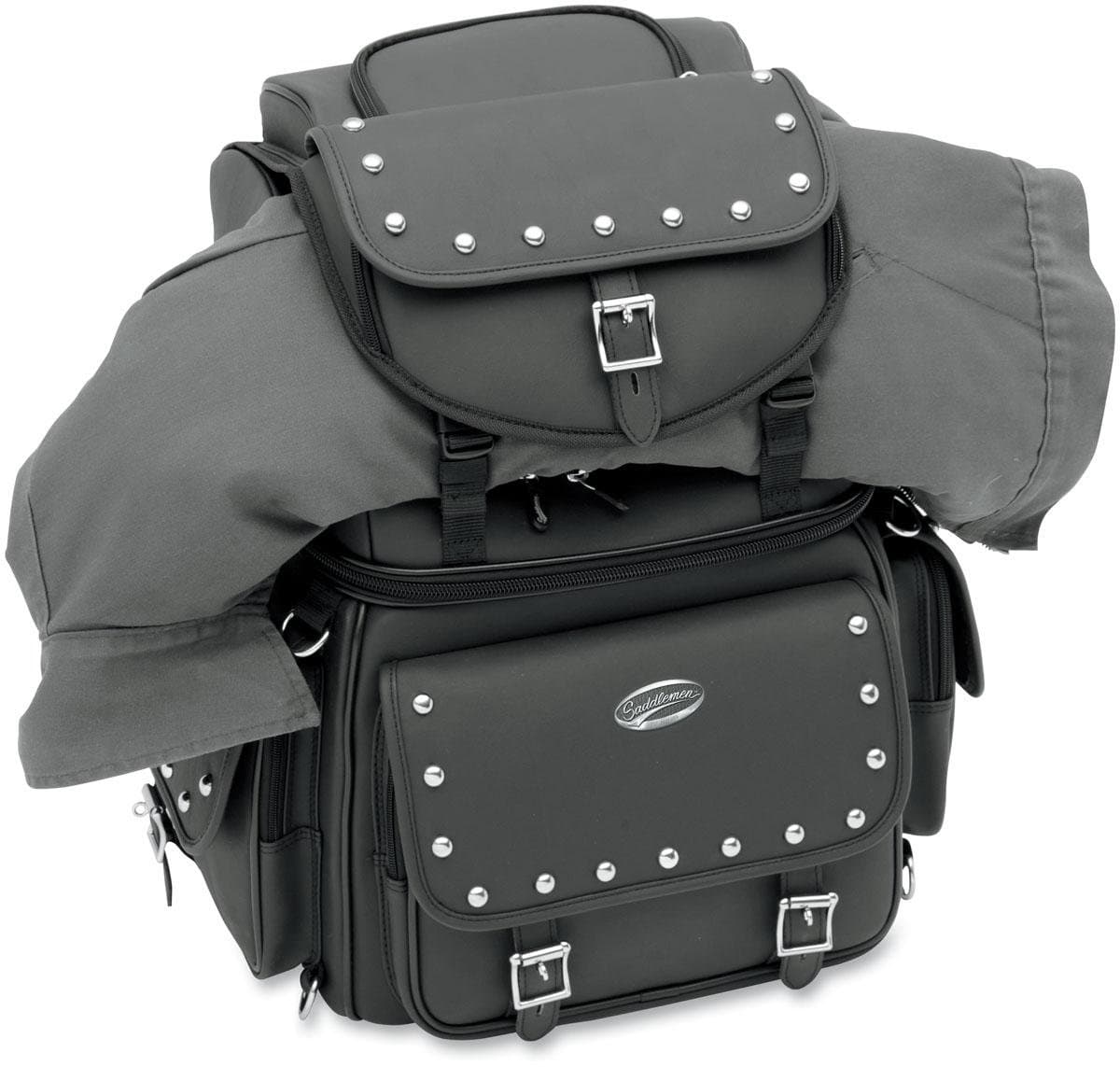 Saddlemen 3515-0121 Combination Backrest/Seat/Sissy Bar Bag with Studs