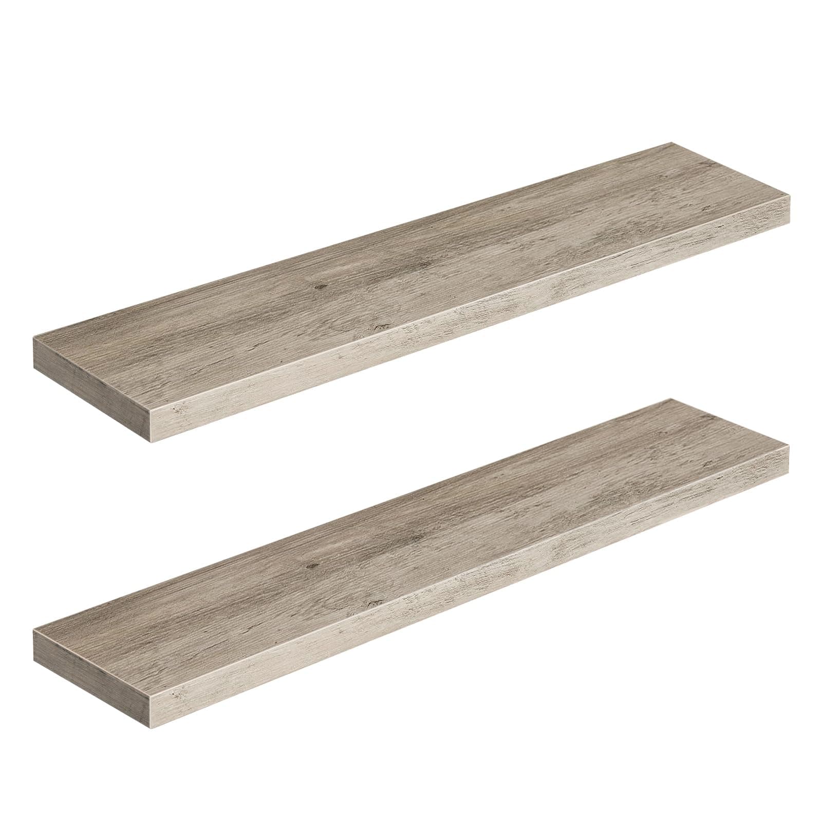 HOOBRO Floating Shelves for Wall, Wall Mounted Shelf Set of 2, 39.4" Hanging Shelf with Invisible Brackets, for Wall in Bathroom, Bedroom, Toilet, Kitchen, Living Room, Office, Greige BG100BJP201