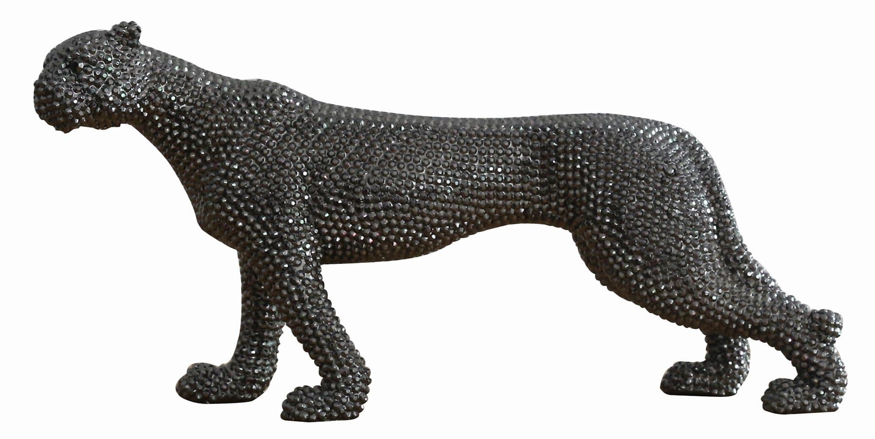 Contemporary Statue Panther Black Beaded Texture – Stylish Design