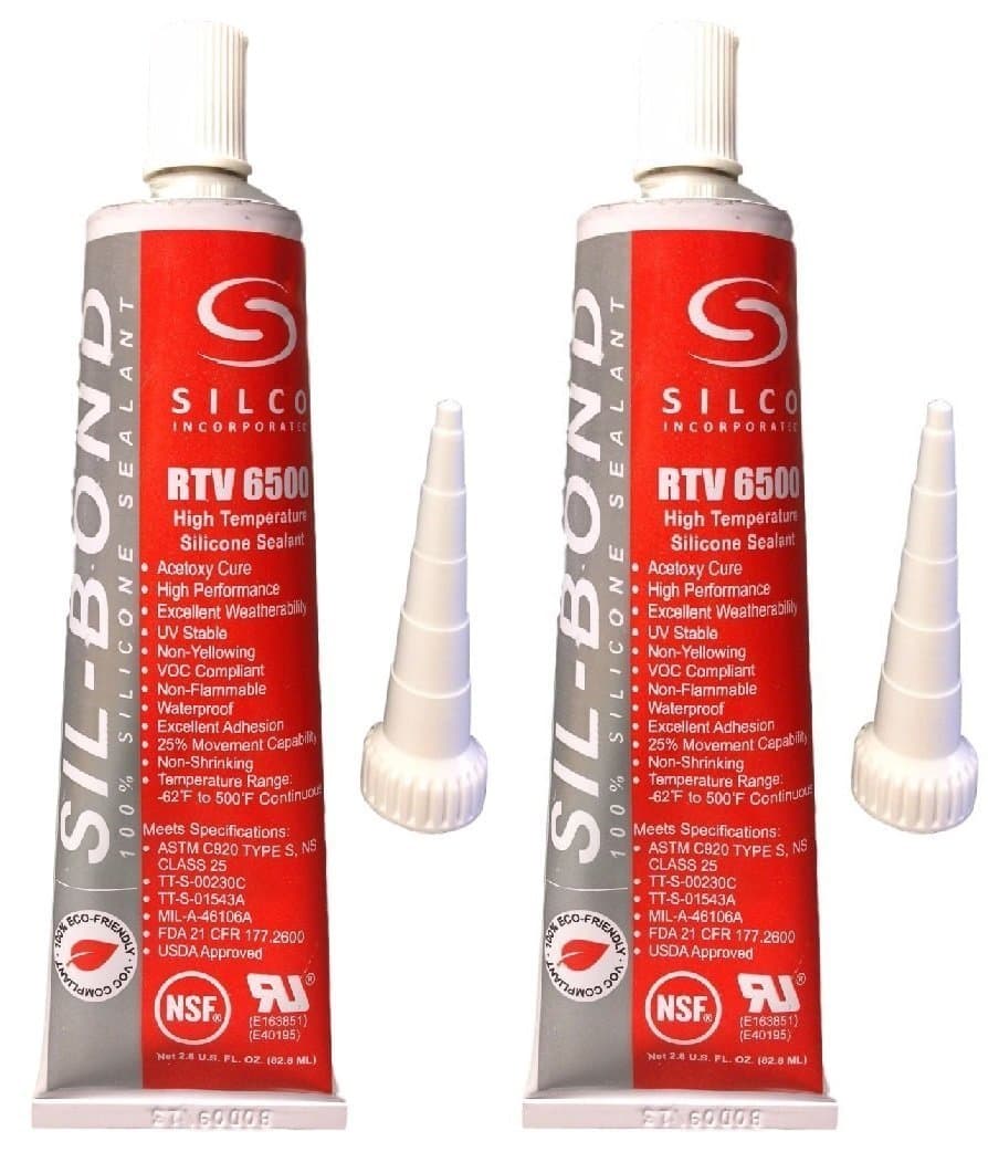 RTV 6500 Sil-Bond 2.8 fl.oz High Temperature Silicone Adhesive, Red (2)