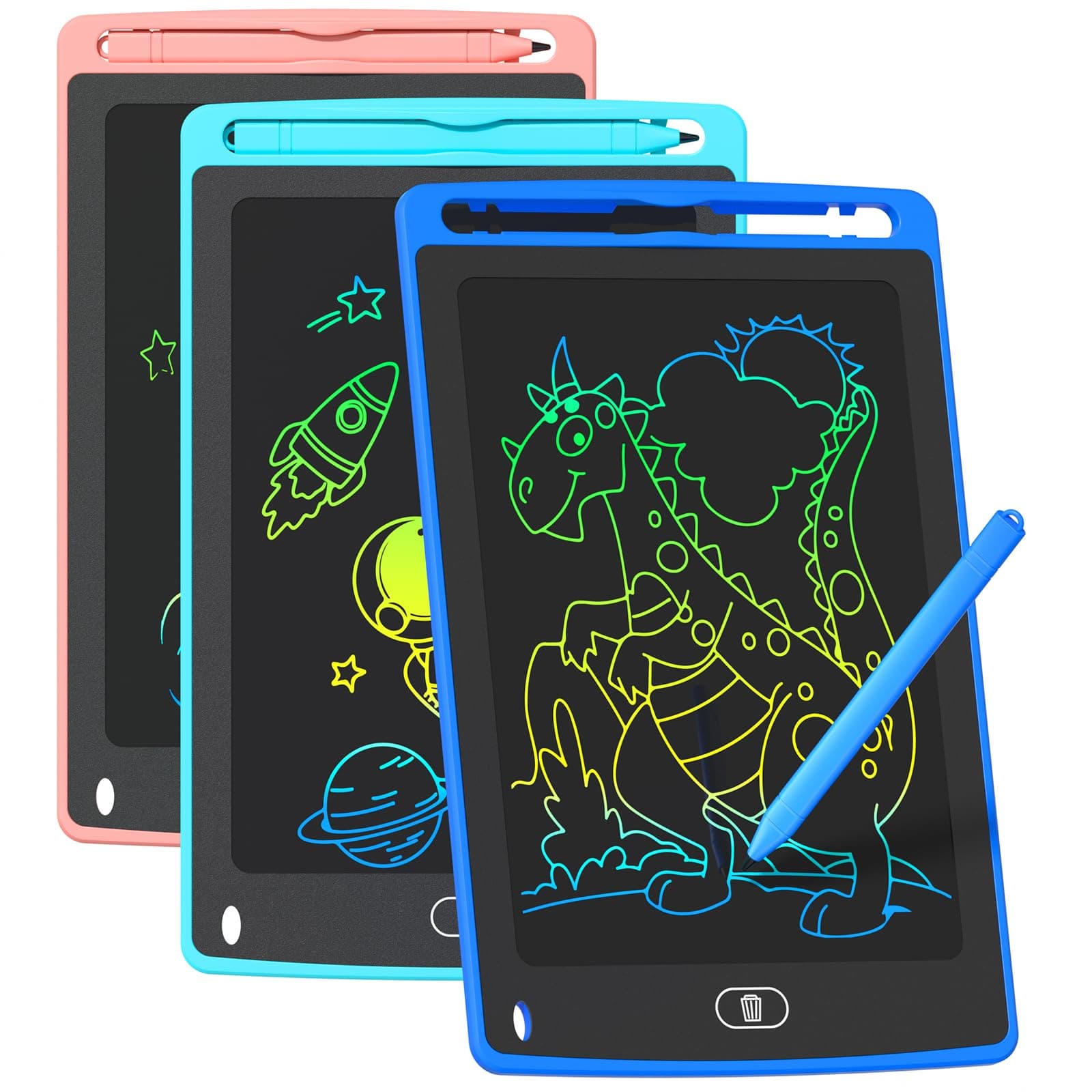 TQU 3 Pack LCD Writing Tablet for Kids, 8.5 Inch Colorful Doodle Board Drawing Tablet, Educational Learning Toys Birthday Gifts for Boys Girls Age 3 4 5 6 7 8