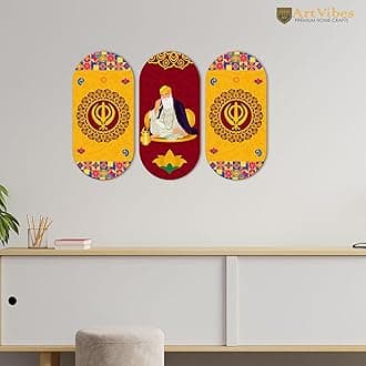 Artvibes Designer Wooden Wall Hanging Decoration Items for Home | Gifts | Bedroom | Wooden Wall Hanger | Mdf Wall Decoration for Living Room | Artworks | Modern Decor Items (WH_9022N), Set of 3