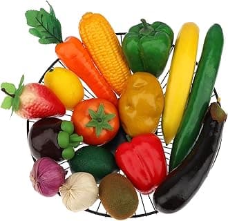Meiwlong 16 Pcs Fake Vegetables,Realistic Artificial Vegetable and Fruits for Decoration,Fake Veggies Garlic Eggplant Bell Peppers Props Display