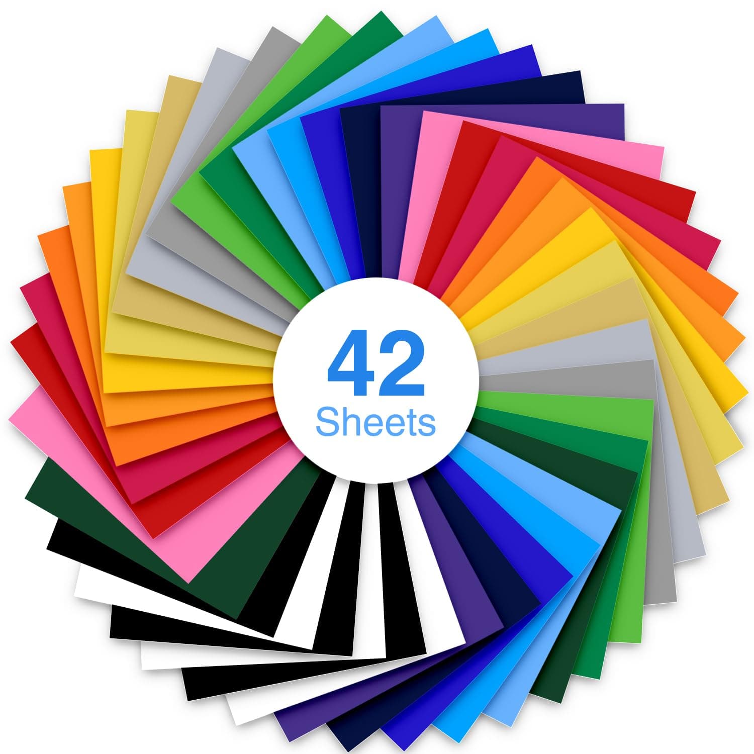 HTV Heat Transfer Vinyl Bundle: Ohuhu 42 Pack 12" x 10" Iron on Vinyls for Fabrics T-Shirts Clothes Hats Craft DIY, 20 Assorted Colors, Heat Vinyl for Cricut Silhouette Cameo or Heat Press Machine