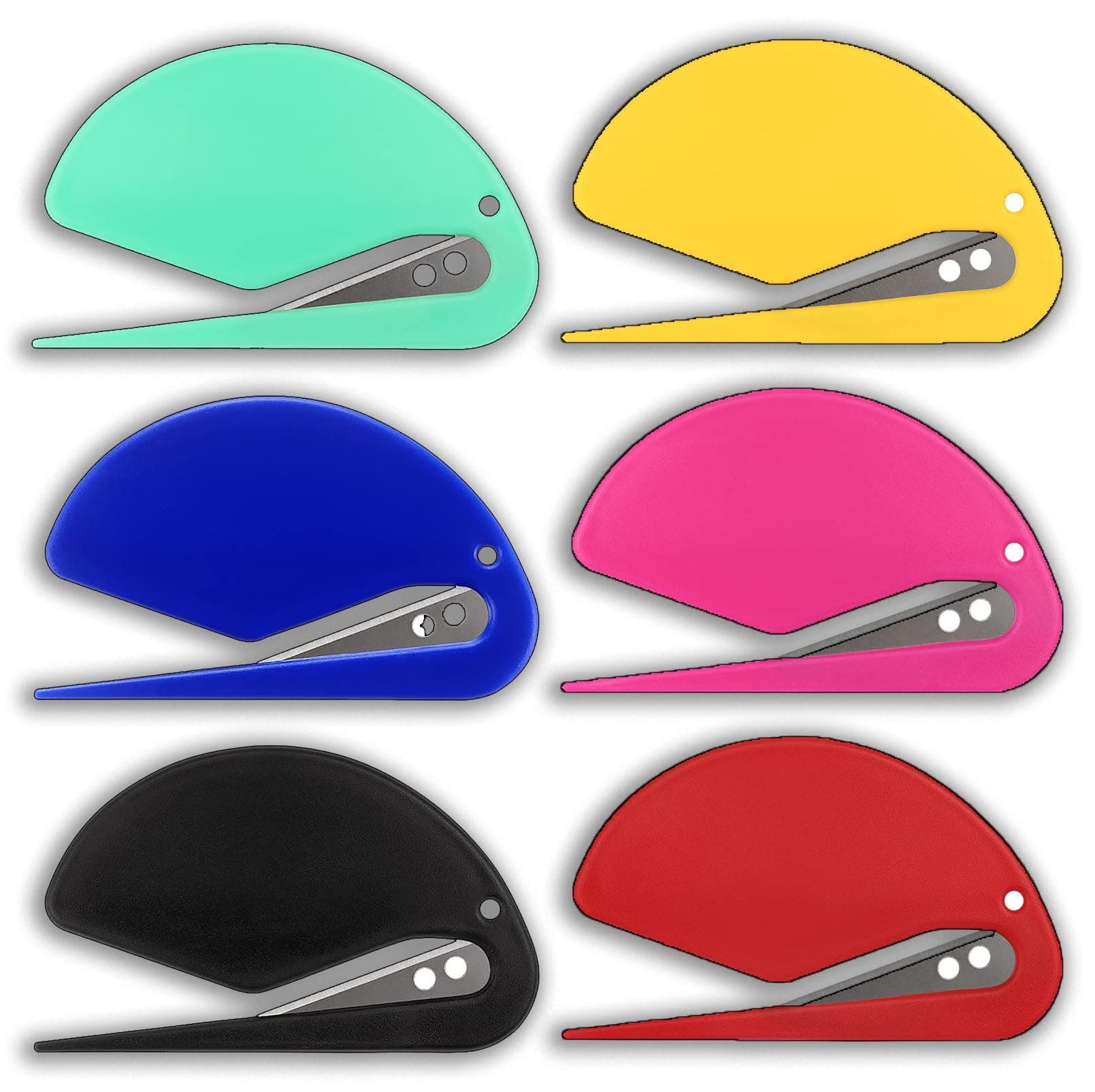 Efficient Envelope Opener Set - Pack of 6 Slitters in Black, Red, Yellow, Green, Rose, Blue - Easily Open Envelopes with Precision - Simplify Your Mail Opening Experience