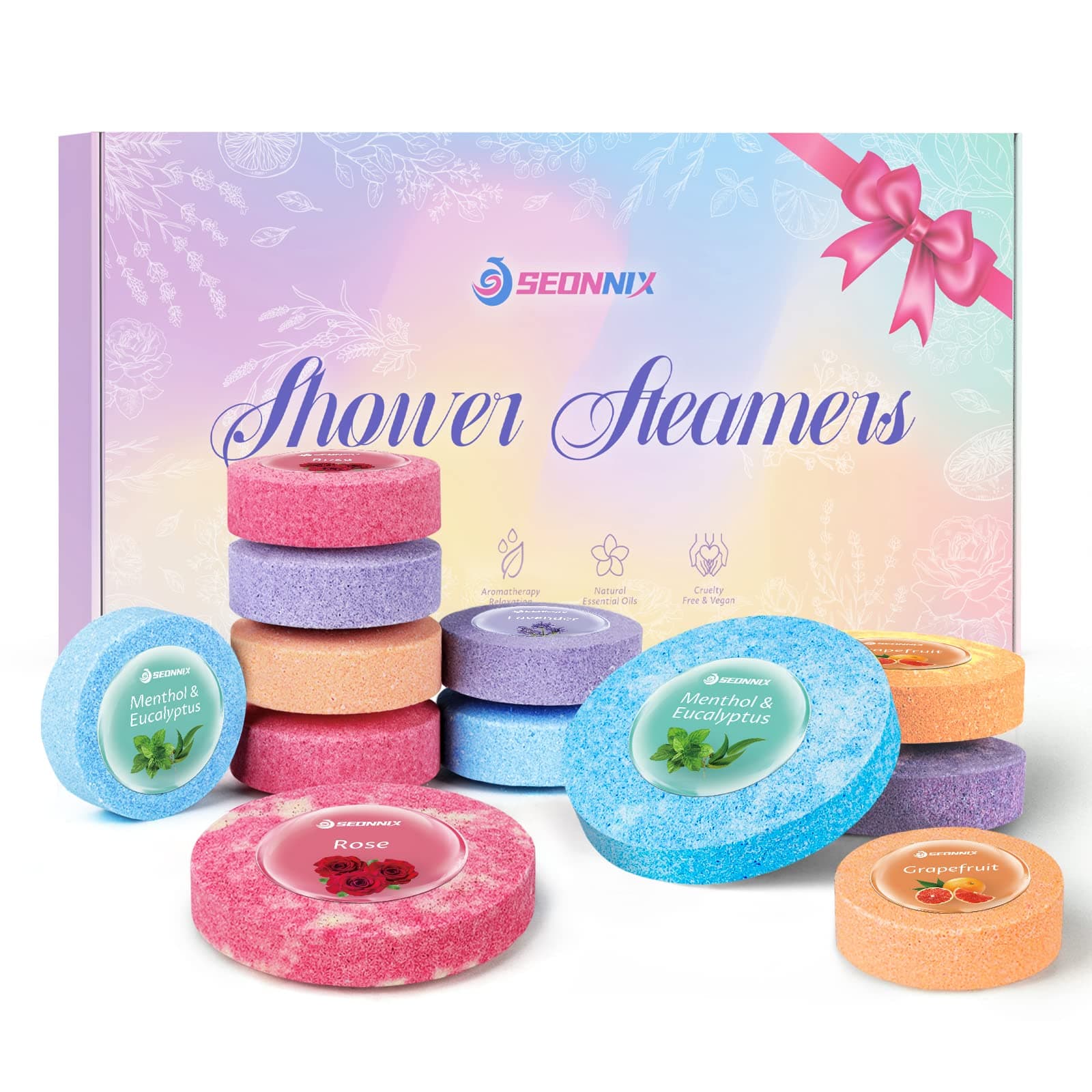 Shower Steamers Aromatherapy, 12-Pack Bath Bombs Shower Tablets Gift Set, Self Care & SPA Relaxation, Stocking Stuffers Christmas Gifts for Women and Mom Who Has Everything