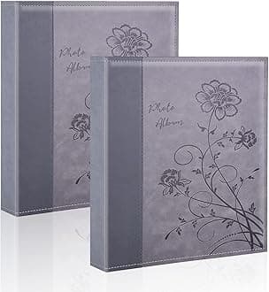 Photo Album 8x10 2 Packs Clear Pages Pockets Leathe Cover Slip Slide in Photo Album Each Holds 50 Vertical 8x10 Photos Picture Book for Wedding Family (Grey)