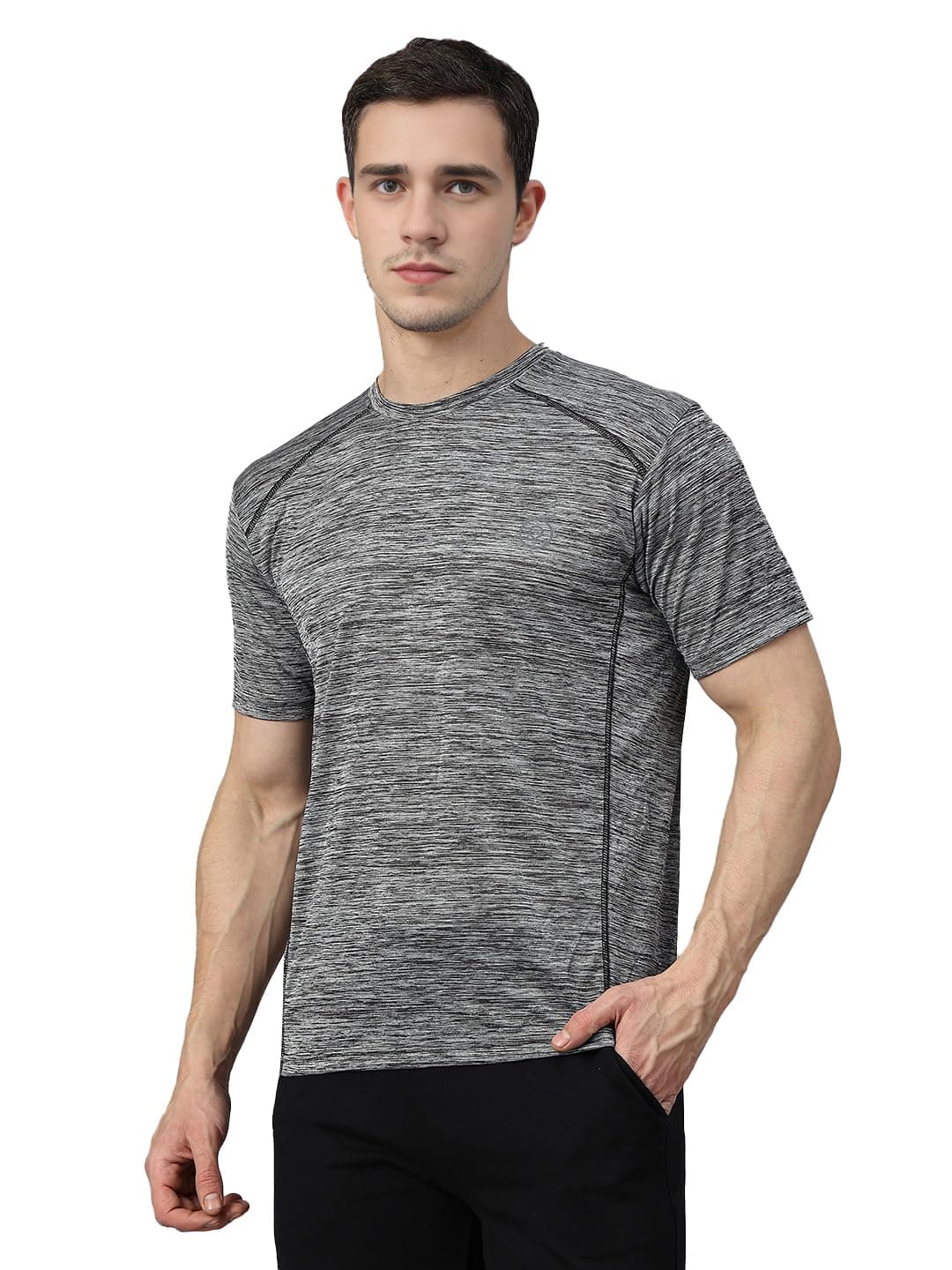 CHKOKKO Men's Polyester Regular Fit Round Neck Regular Dry Fit Gym Sports T-Shirt