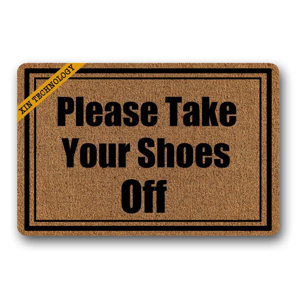 Please Take Your Shoes Off Printed Durable Rubber Non-Slip Doormat Entrance Rug Floor Mat Home Indoor Mats 23.6"x15.7"
