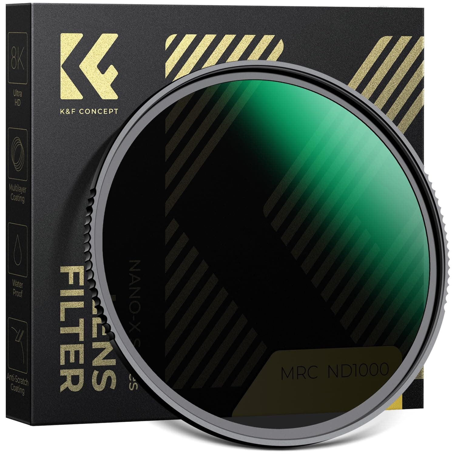 K&F CONCEPT 58mm ND1000 (10-Stop Fixed Neutral Density) ND Filter with 28 Multi-Coated Optical AGC Glass Waterproof Camera Lens Filter- for Long Exposure Photography (Nano-X Series)