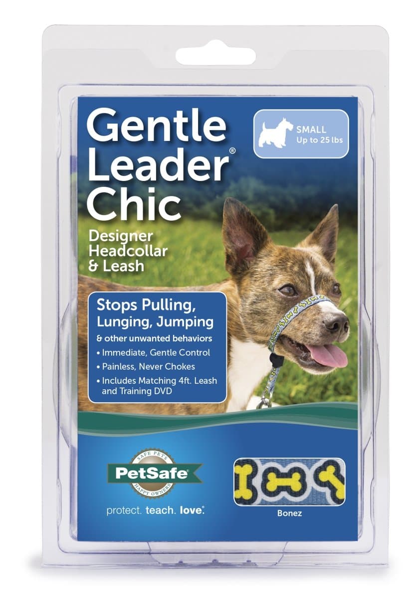 PetSafe Chic Gentle Leader Headcollar, No-Pull Dog Collar – Perfect for Leash & Harness Training – Stops Pets from Pulling and Choking on Walks – Small, Bonez
