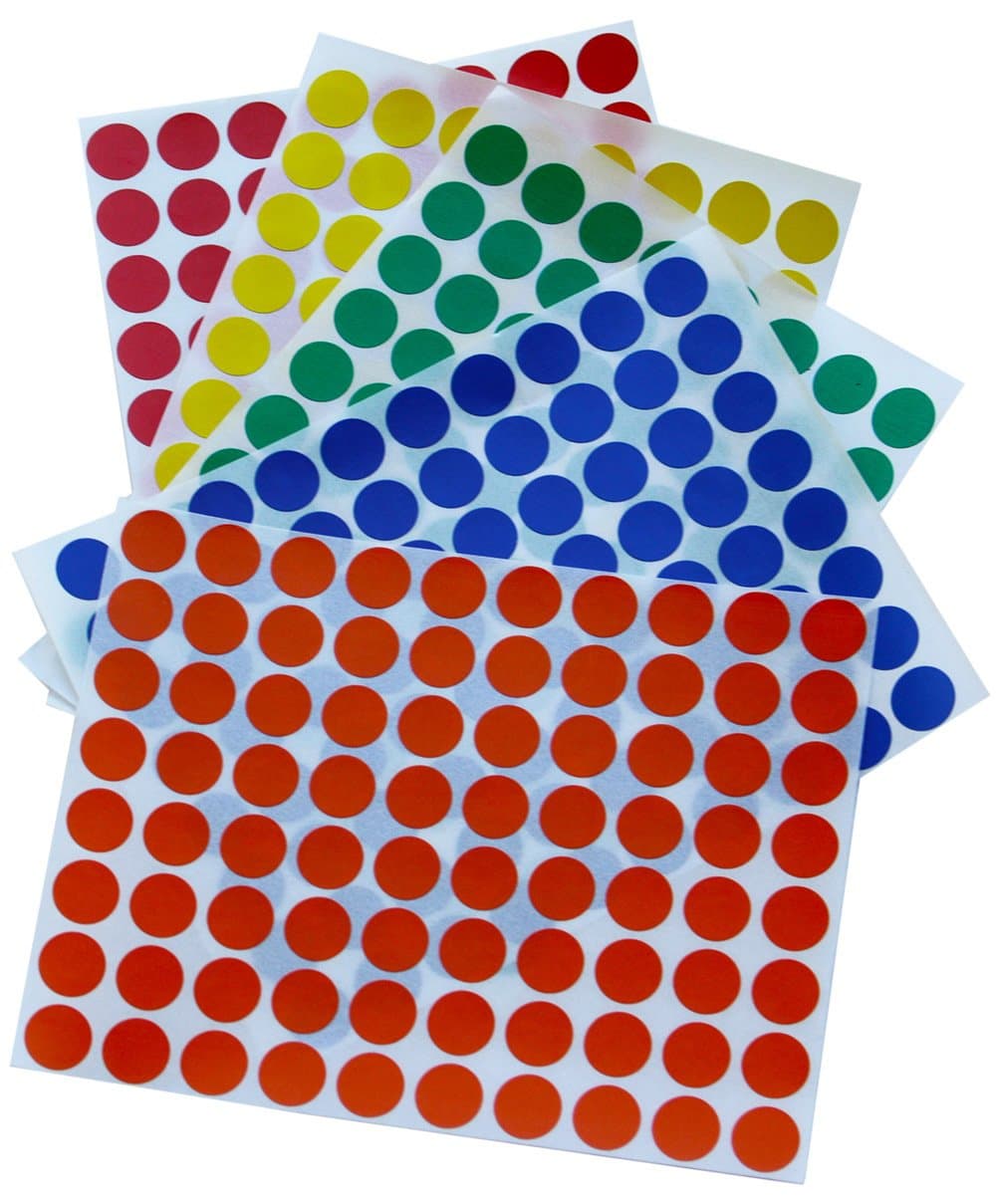 Color Coding Labels Dot Stickers 1/2 Inch - 1200 Per Color Adhesive Dots Sticker, Blue, Green, Orange, Red, and Yellow 6000 Pack by Royal Green