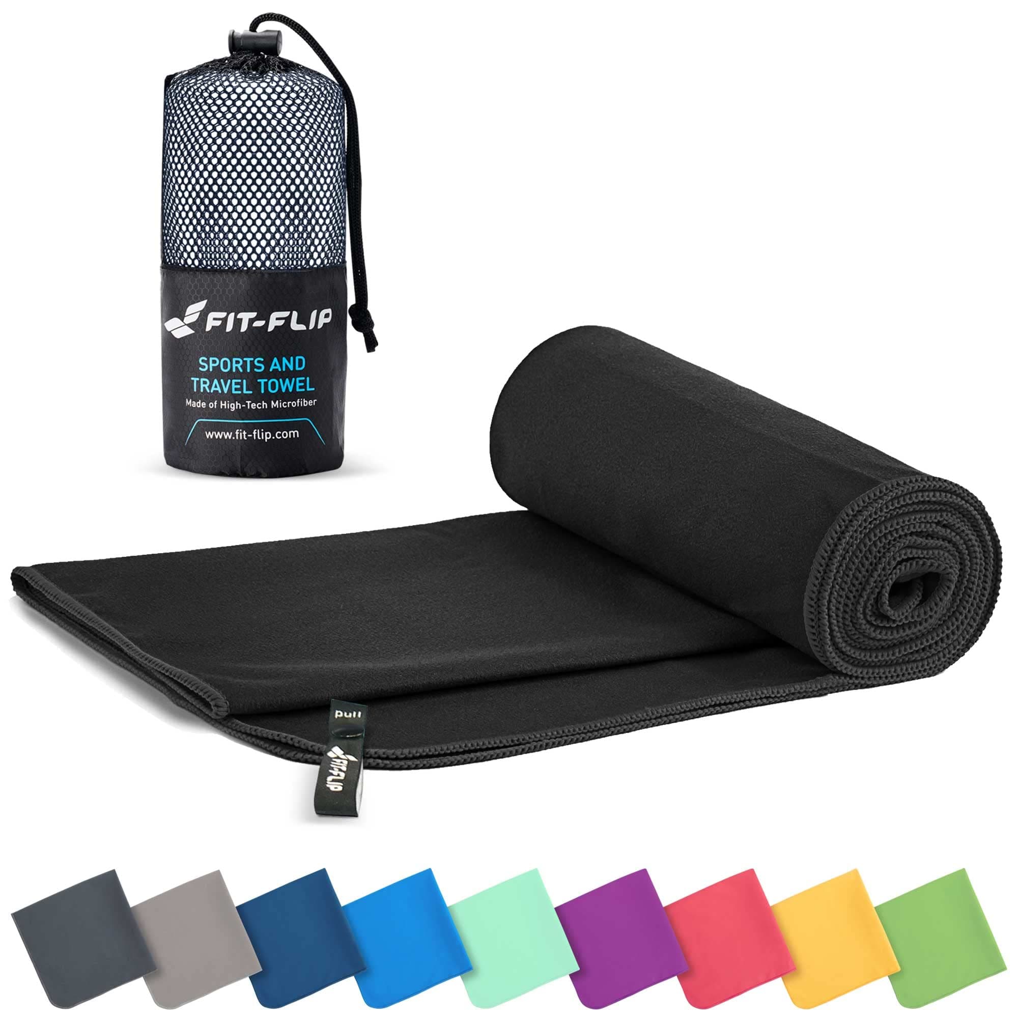Fit-Flip Microfibre towel - compact, ultra lightweight & quick dry - perfect for gym, travel & beach - swimming towels for sports, camping & hiking