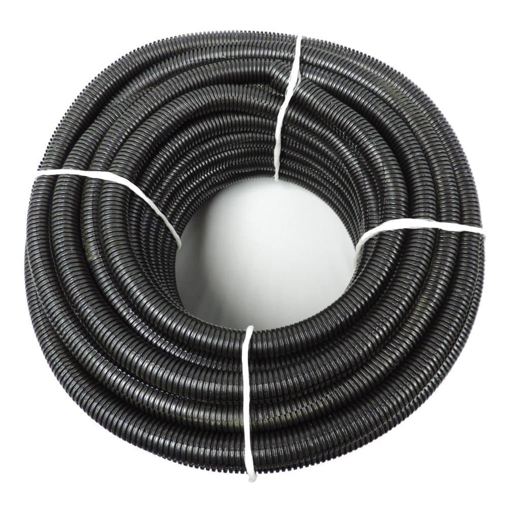 1.5" x 100' Flexible Polyethylene Split Tubing - Black Corrugated Wire Loom