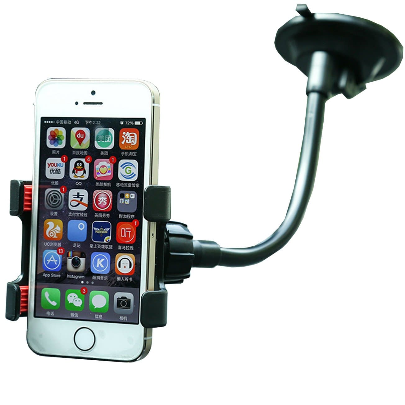 Car Phone Holder Mount Cell Phone Stand Windshield Dashboard Car Mount 360 Rotation For iPhone 13 12 11 Pro Max XS X XR 8 SE, Samsung Galaxy S20+Ultra S10 Note 10 Plus Mobile Android Smartphones Black