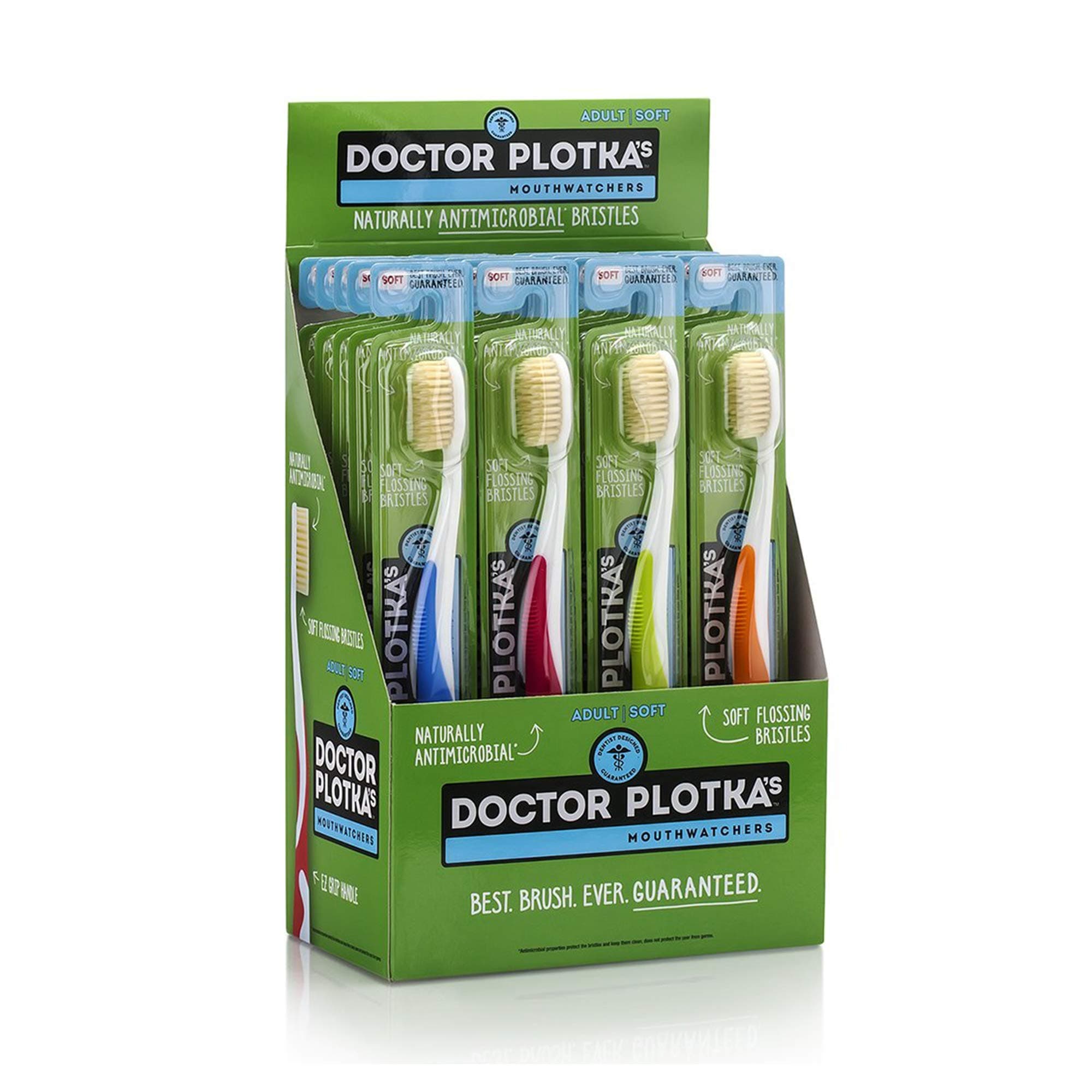 MOUTHWATCHERS Dr Plotkas Extra Soft Flossing Toothbrush Manual Soft Toothbrush for Adults, Super Clean Toothbrush, Good for Sensitive Teeth and Gums, Box of 20