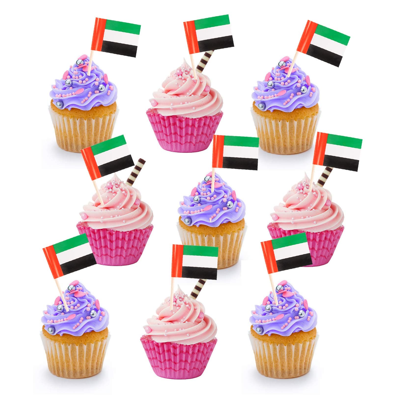 Party with Emma UAE Flag Double Sided Cake Topper Countries Toothpick Flag - 100 Pieces