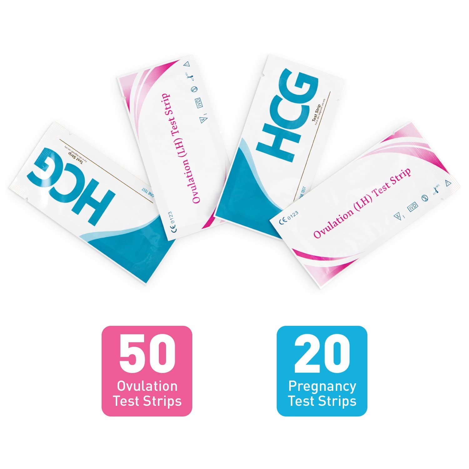 Ovulation Test Strips and Pregnancy Test Strips Combo, Sensitive and Accurate Ovulation Predictor Kit, One Step Urine Fertility Test Strip, Reliable Ovulation Test Kit(50LH+20HCG)