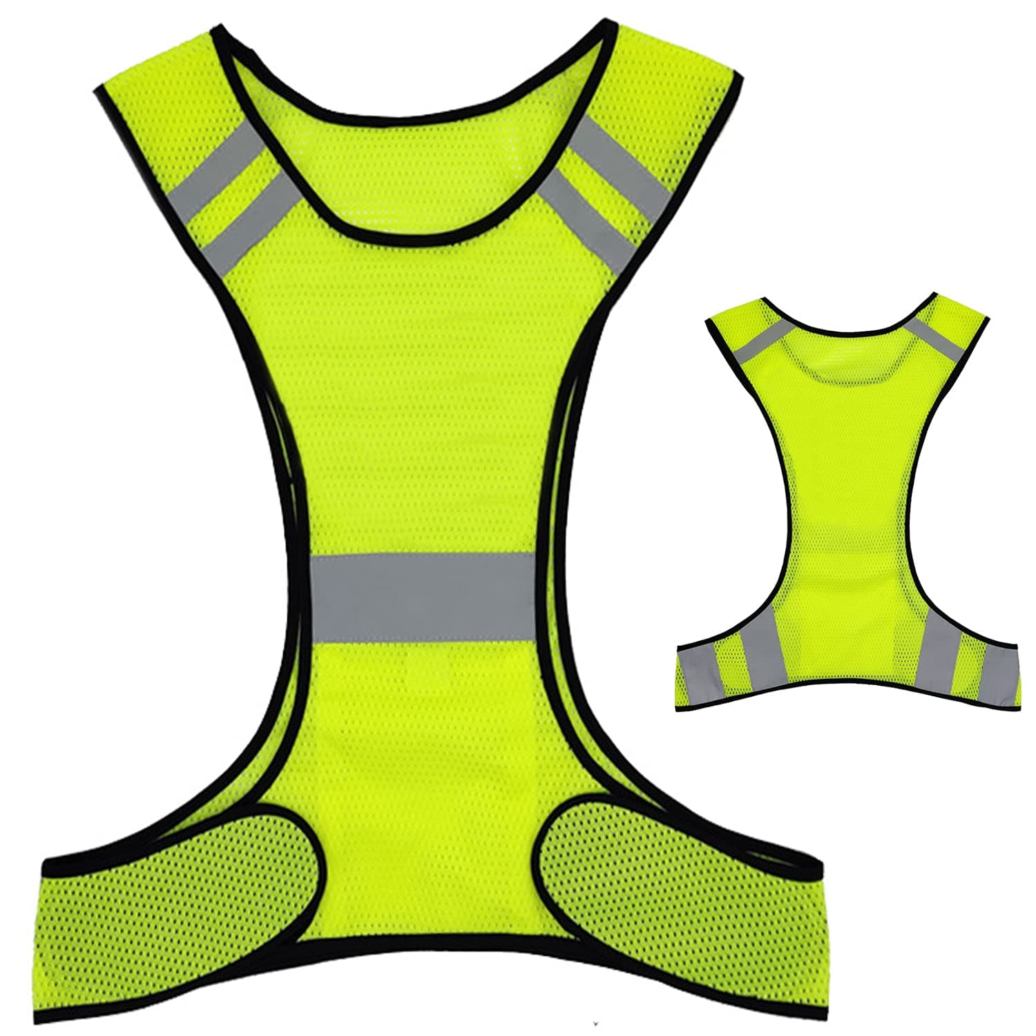 AUOON Reflective Night Running Vest with Adjustable Strap & Breathable Holes, Ultrathin Lightweight Safety Vest with 360° High Visibility for Running, Jogging, Cycling, Hiking, Walking, Yellow