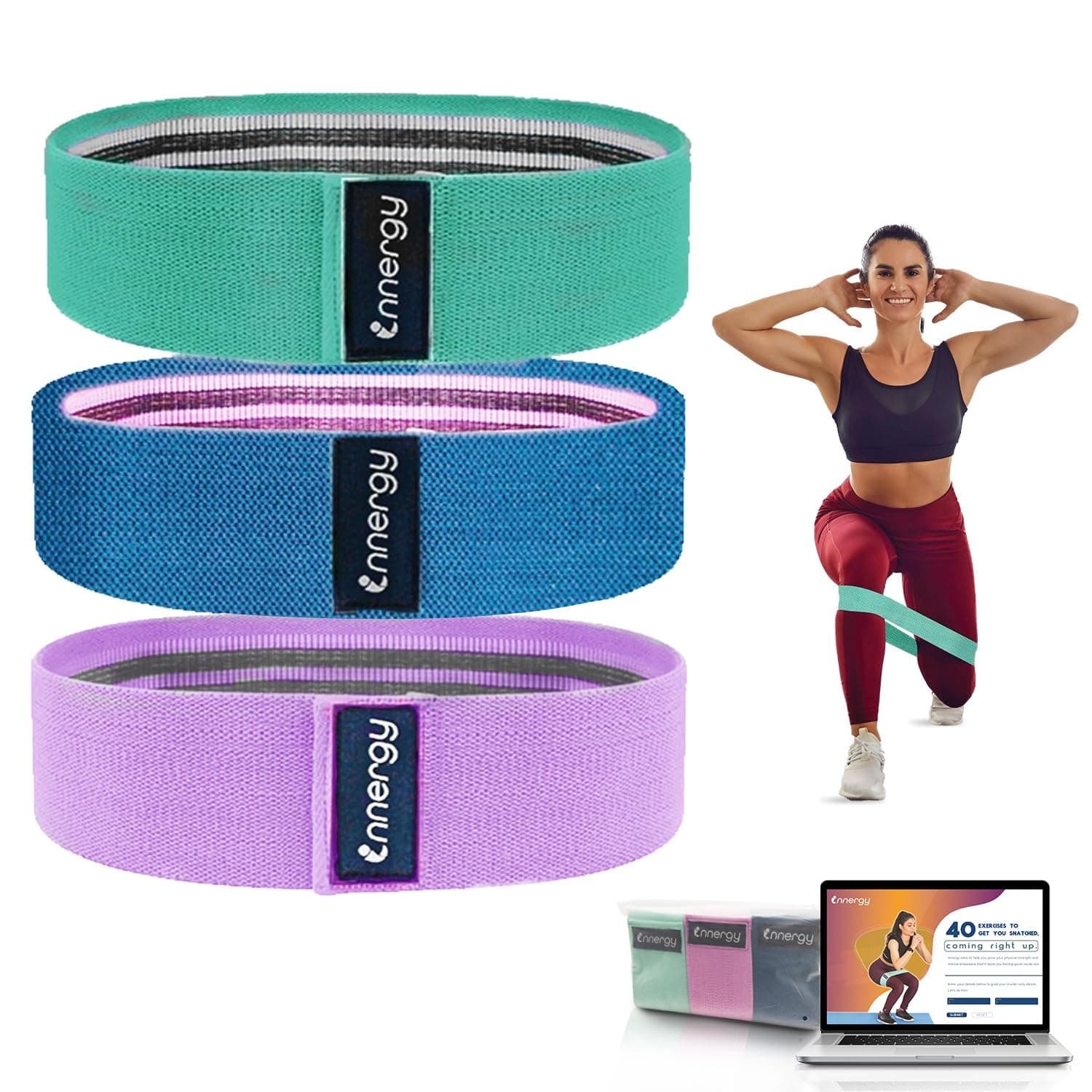 - Innergy Fabric Resistance Band | Loop Bands for Workout | Hip Bands for Women & Men | Resistance Band for Legs, Booty & Arms with 40+ Free Exercises | Set of 3 with Workout Guide & Carry Case